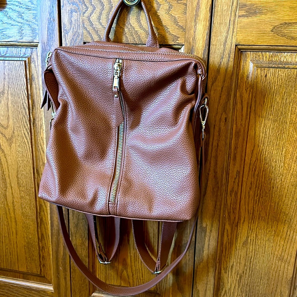 Soft brown leather backpack